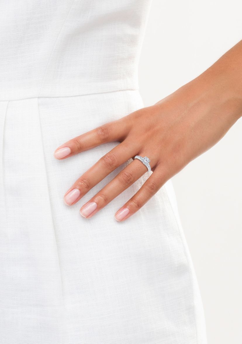 5/8 ct. t.w. Diamond Frame Engagement Ring in 10K White Gold