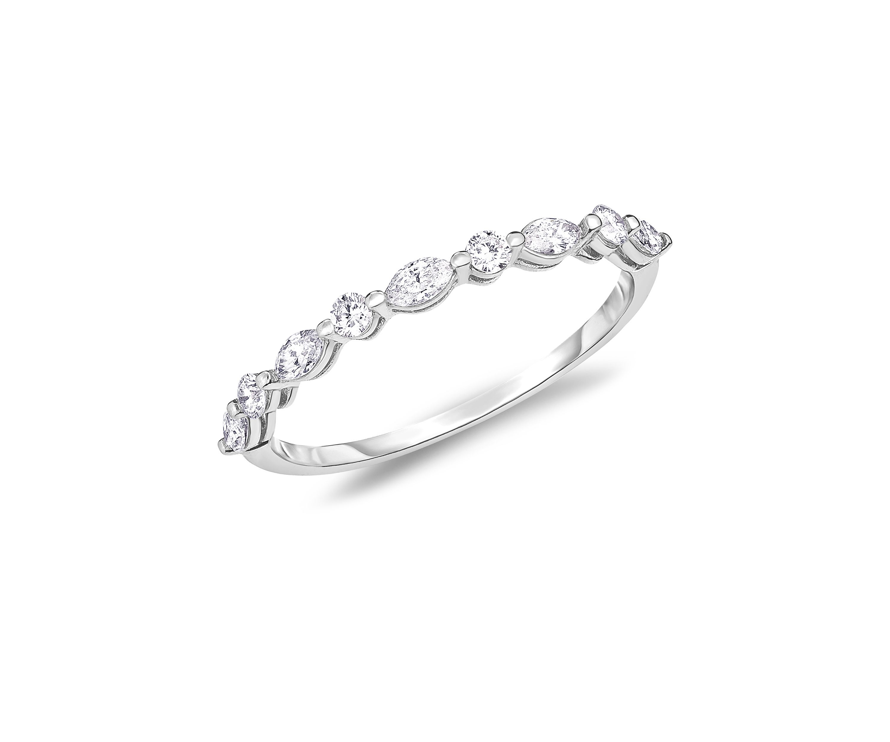 1/4 ct. t.w. Marquise and Round Diamond Alternating Stackable Band in 14K Gold
