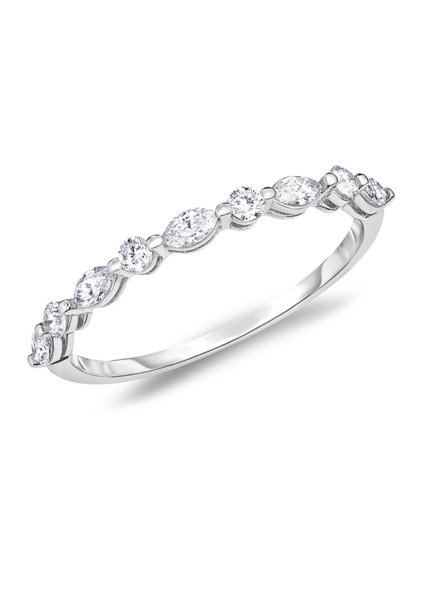1/4 ct. t.w. Marquise and Round Diamond Alternating Stackable Band in 14K Gold