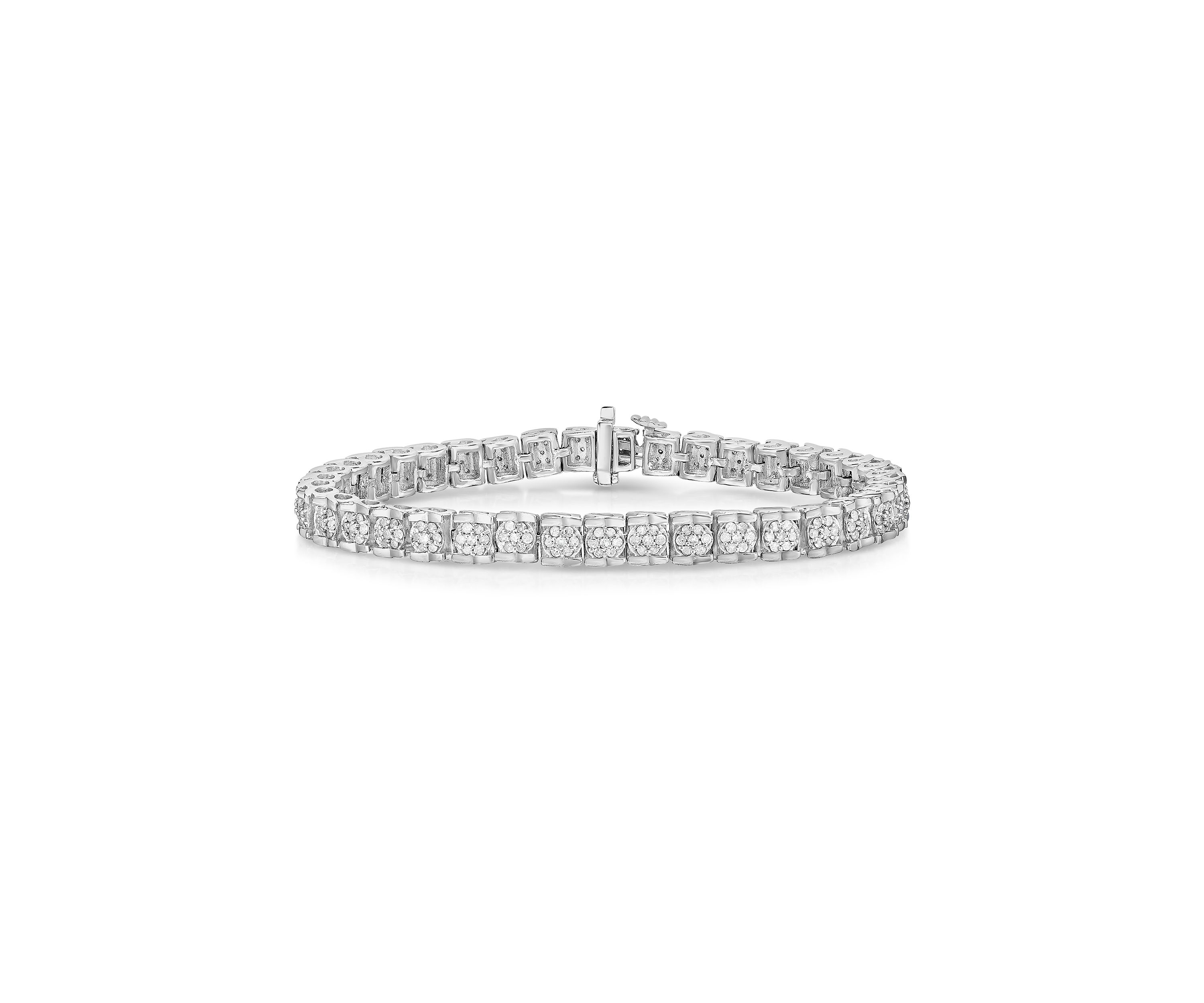3 ct. t.w. Diamond Cluster Tennis Bracelet in Sterling Silver (H-I/I2-I3)