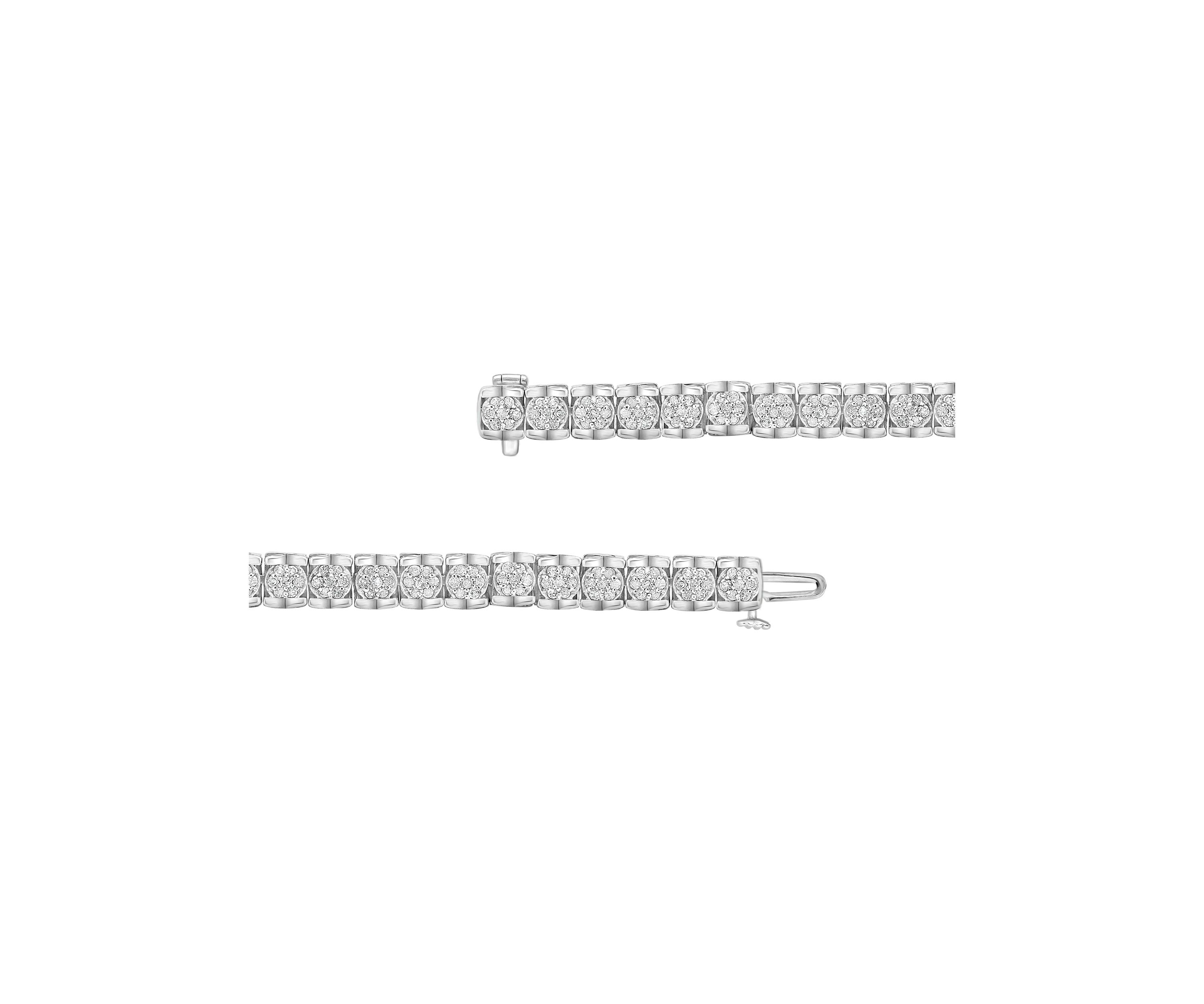 3 ct. t.w. Diamond Cluster Tennis Bracelet in Sterling Silver (H-I/I2-I3)