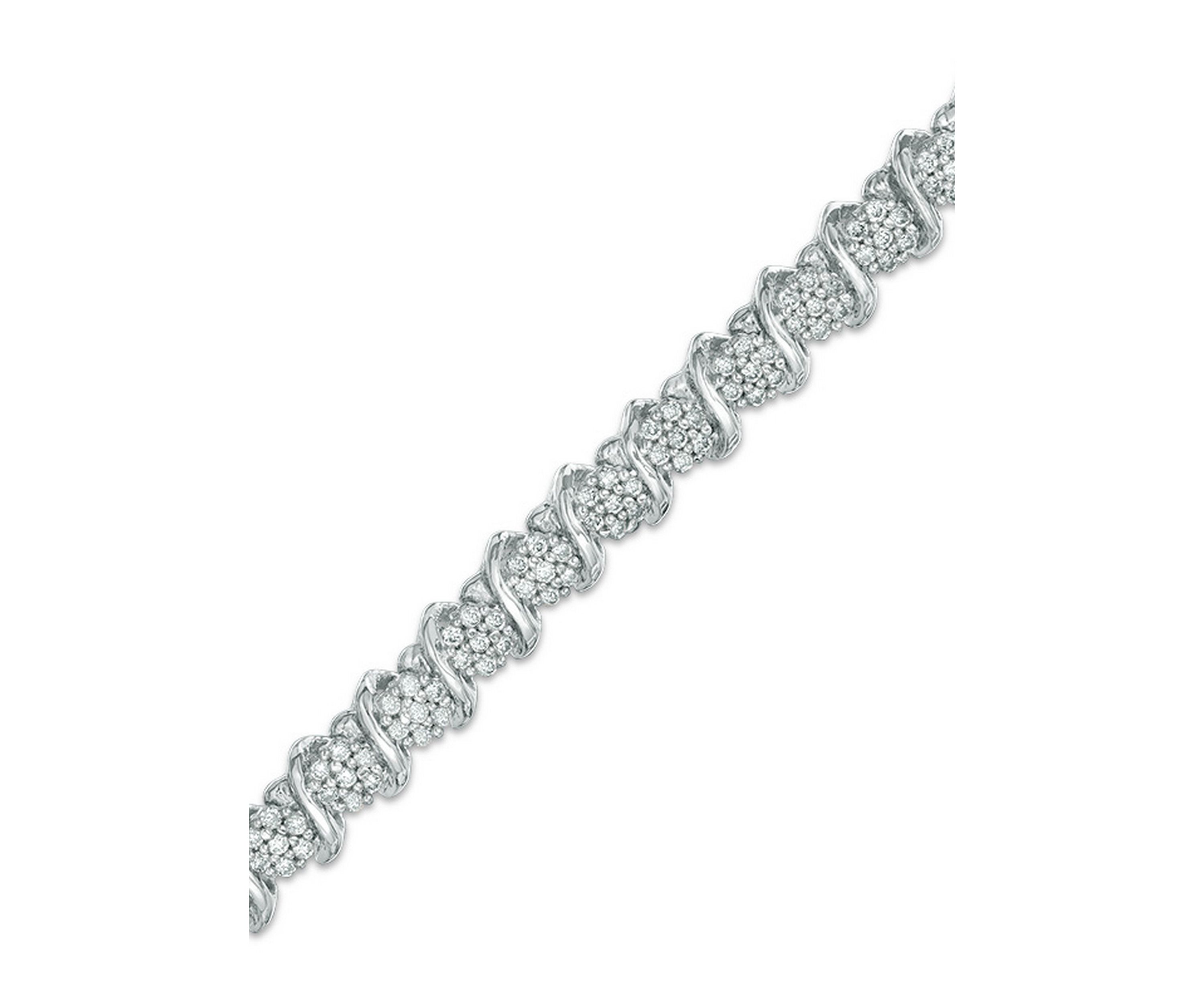 1 ct. t.w. Diamond "S" Tennis Bracelet in Sterling Silver