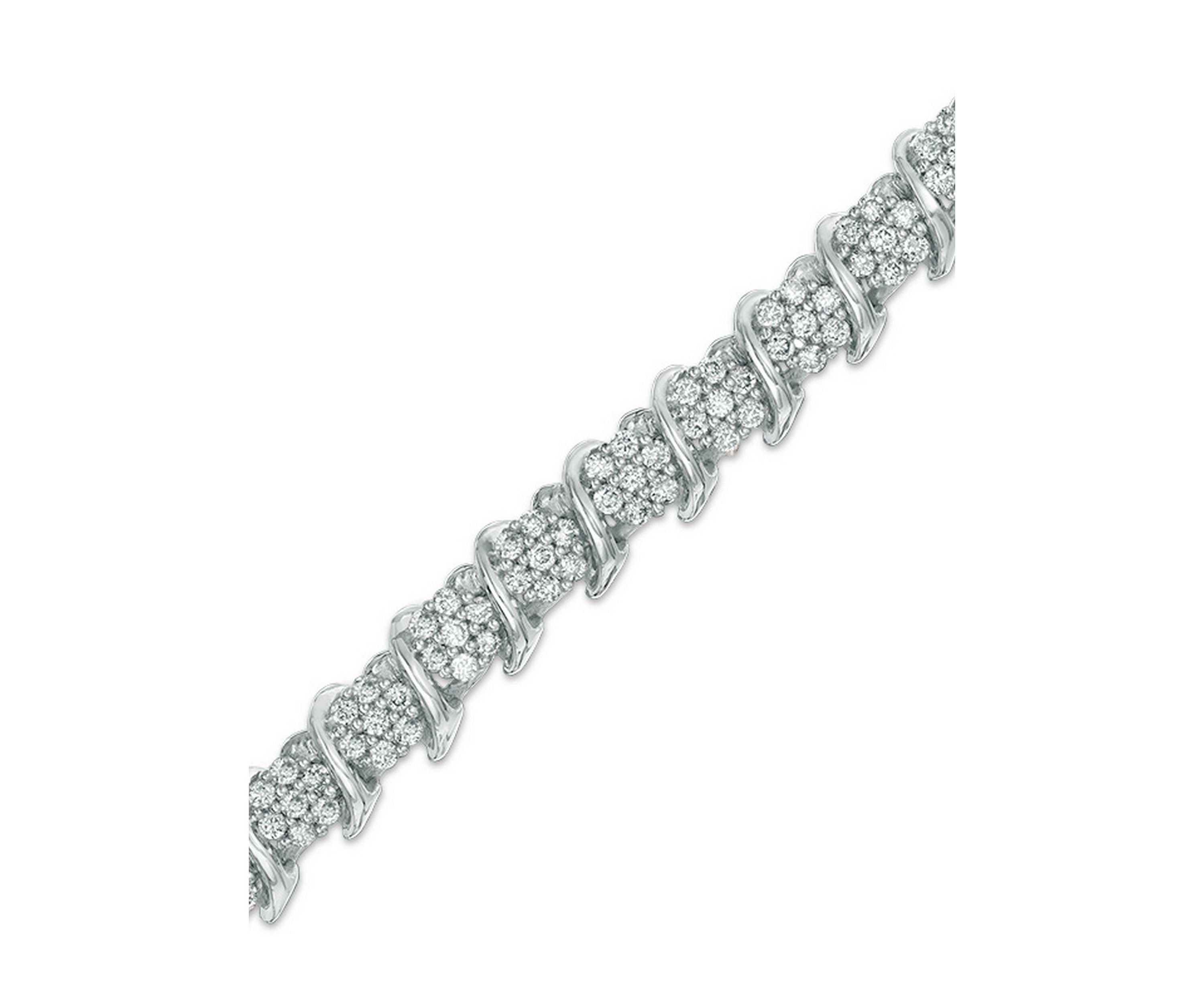 2 ct. t.w. Diamond "S" Tennis Bracelet in Sterling Silver