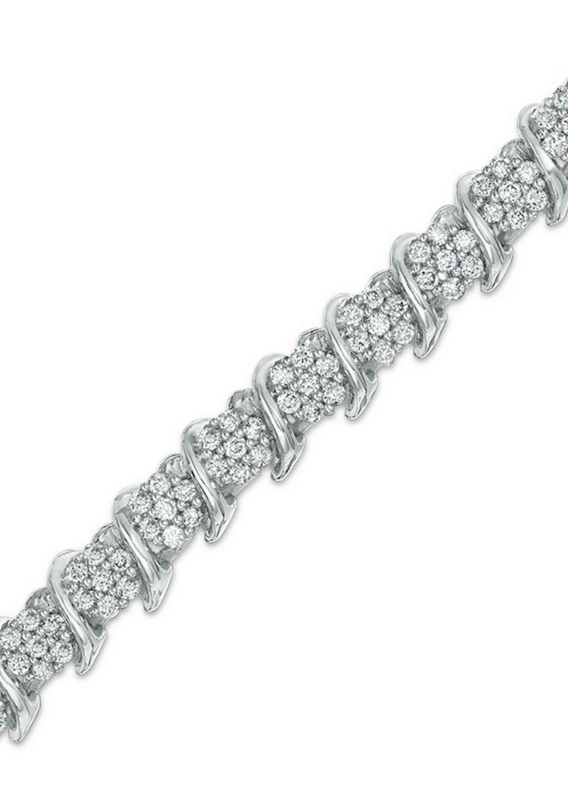 2 ct. t.w. Diamond "S" Tennis Bracelet in Sterling Silver