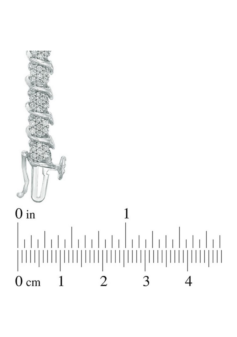 2 ct. t.w. Diamond "S" Tennis Bracelet in Sterling Silver