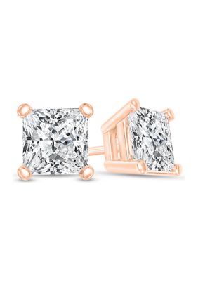 Diamaison 1/3 Ct. T.w. Certified Princess-Cut Diamond Solitaire Stud Earrings In 14K Rose Gold (I/si2)