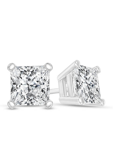 1/4 ct. t.w. Certified Princess-Cut Diamond Solitaire Stud Earrings in 14K White Gold (I/VS2)