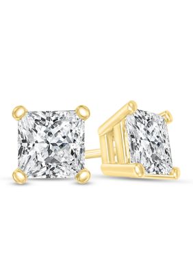 Diamaison 1/3 Ct. T.w. Certified Princess-Cut Diamond Solitaire Stud Earrings In 14K Gold (I/si2)