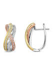 1/3 ct. t.w. Round Cut Diamond Hoop Earrings in 10K Tri Color Gold