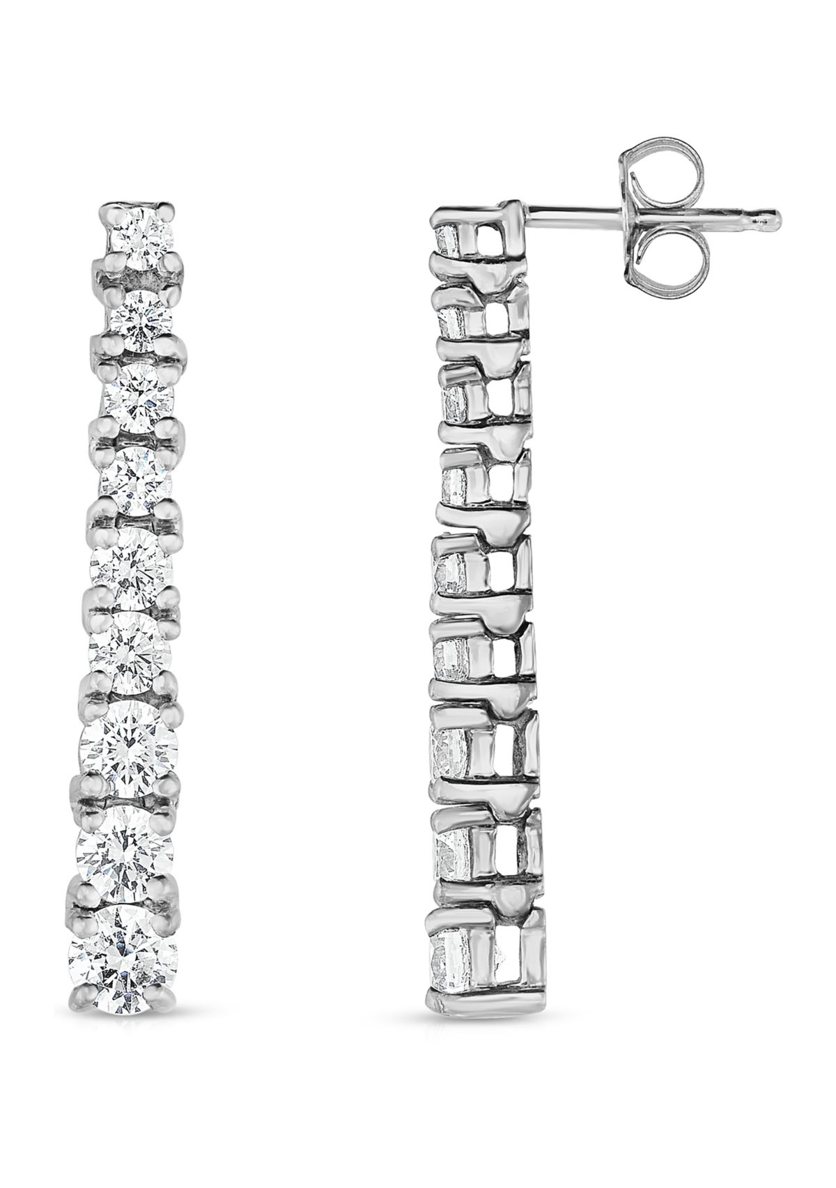  1.63 ct. t.w. Round Cut Graduated Diamond Earrings in 14K White Gold 