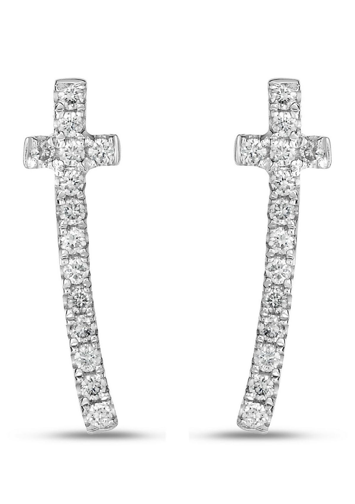 1/4 ct. t.w. Diamond Curved Cross Crawler Earrings in 10K White Gold