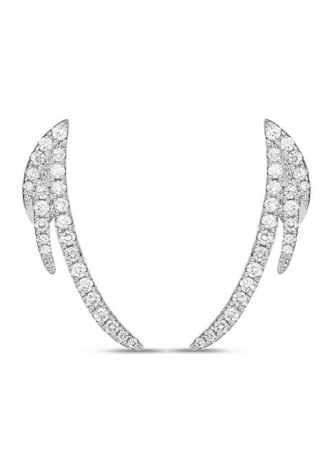 1/3 ct. t.w. Diamond Feather Crawler Earrings in 10K White Gold