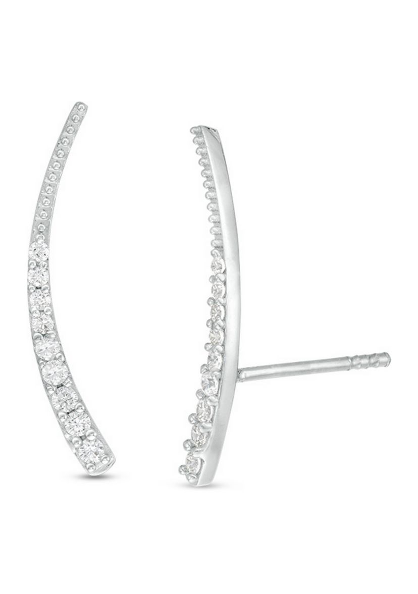 1/5 ct. t.w. Diamond Tapered Curve Crawler Earrings in Sterling Silver