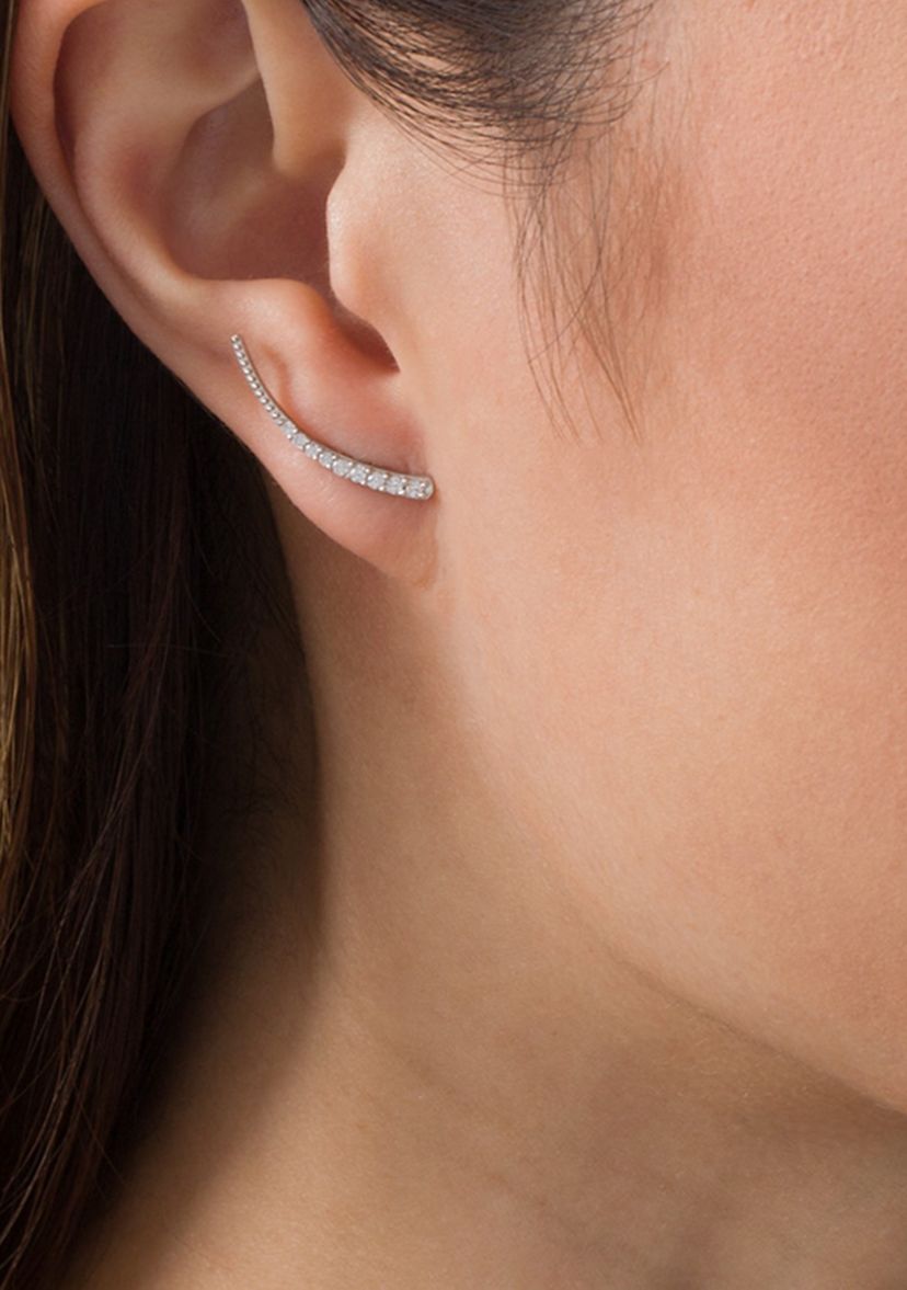 1/5 ct. t.w. Diamond Tapered Curve Crawler Earrings in Sterling Silver