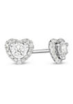 1/4 ct. t.w. Round-Cut Diamond Heart Halo Stud Earrings