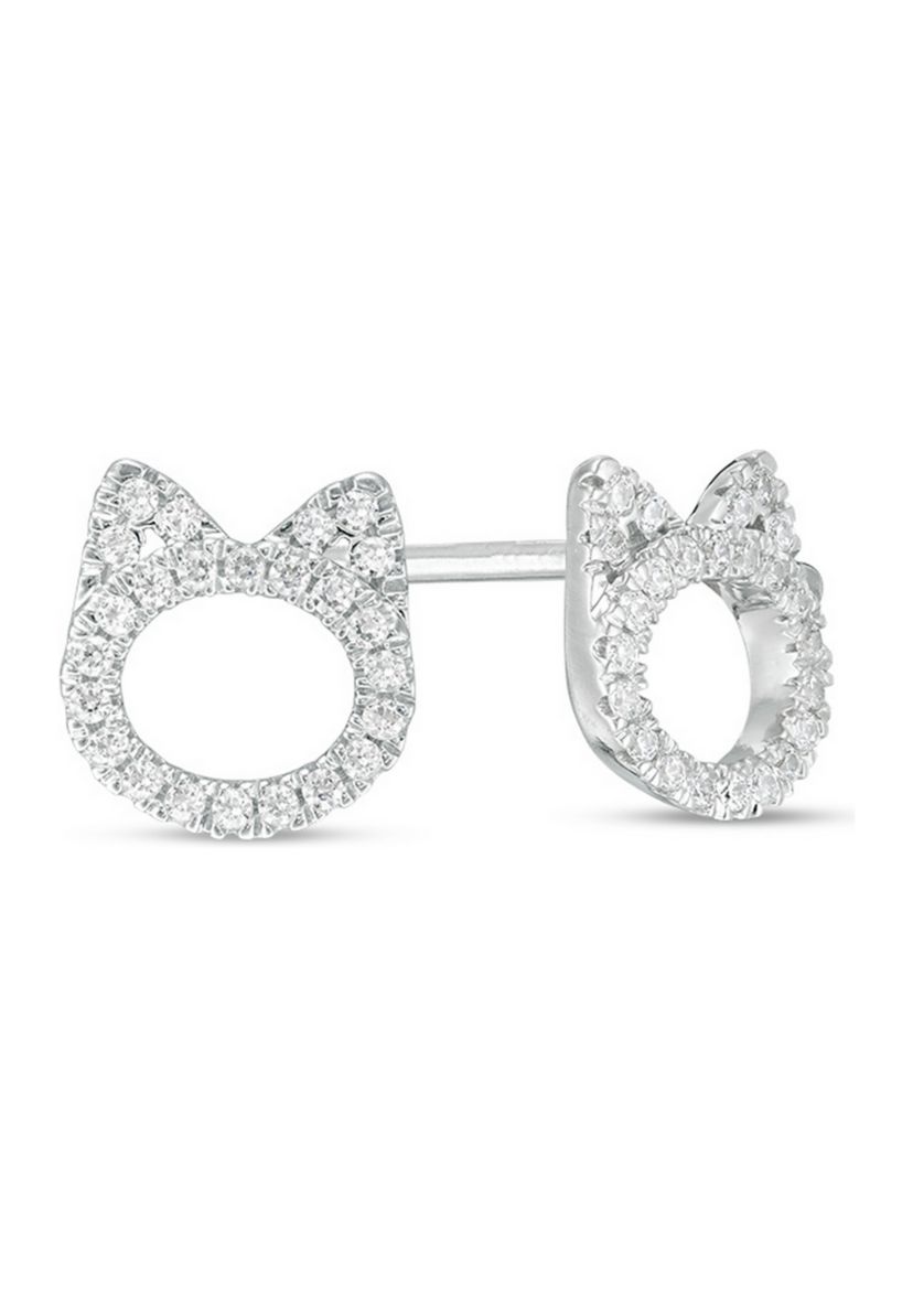 1/5 ct. t.w. Diamond Cat Stud Earrings in Sterling Silver