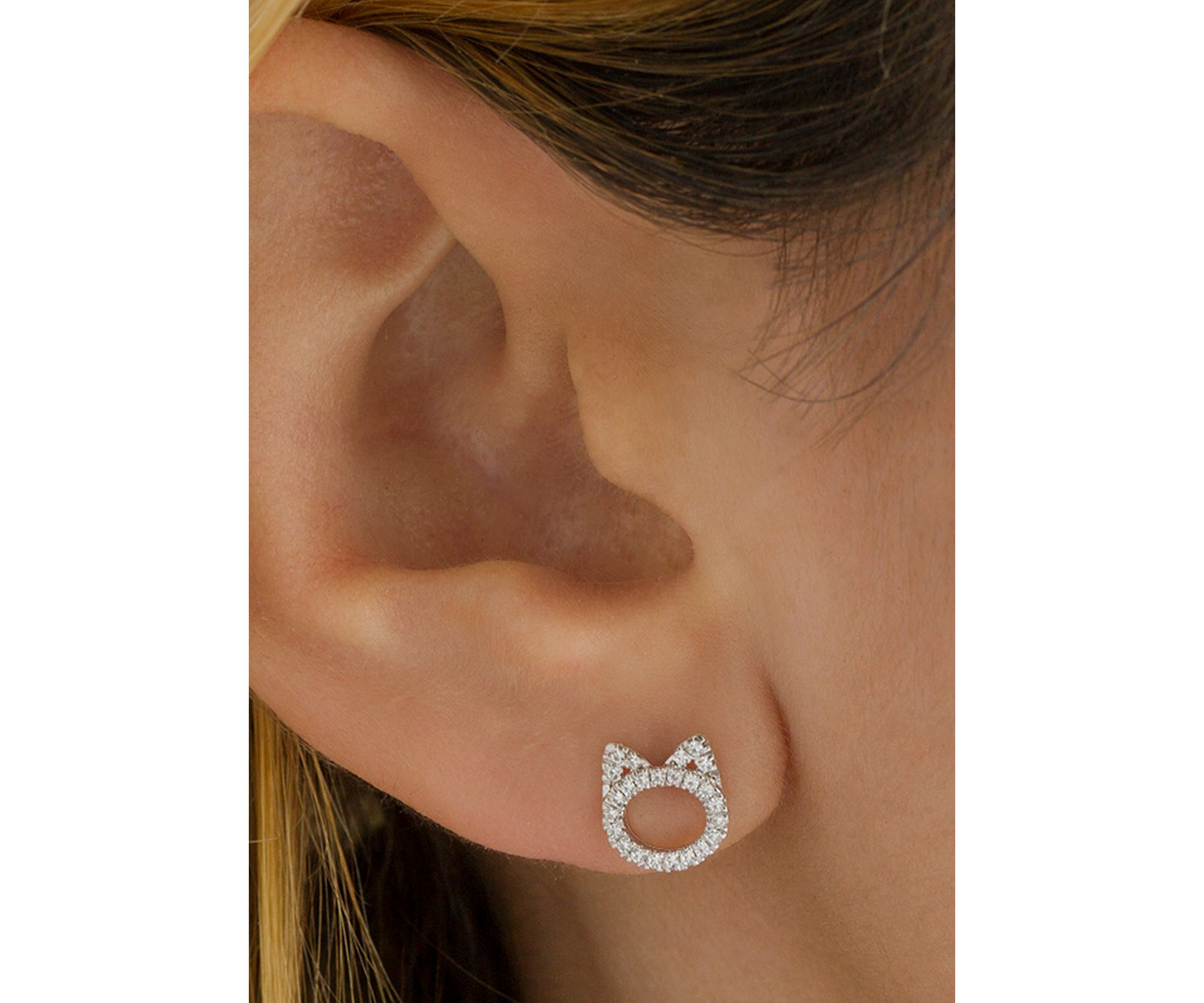 1/5 ct. t.w. Diamond Cat Stud Earrings in Sterling Silver