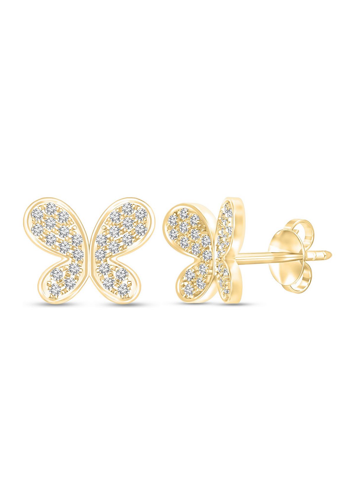 1/5 ct. t.w. Round-Cut Diamond Butterfly Earrings in 14K Yellow Gold