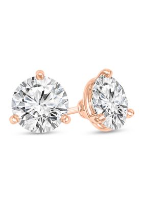Diamaison 1/2 Ct. T.w. Certified Diamond Solitaire Stud Earrings In 14K Rose Gold (I/vs2)