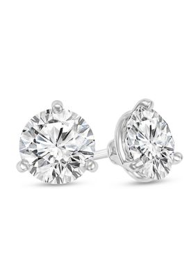 Diamaison 1/3 Ct. T.w. Certified Diamond Solitaire Stud Earrings In 14K White Gold (I/vs2)