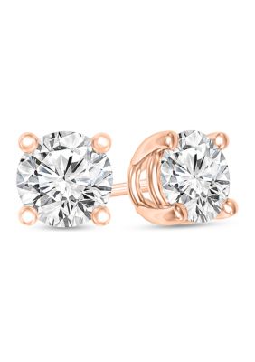 Diamaison 1/3 Ct. T.w. Certified Diamond Solitaire Stud Earrings In 14K Rose Gold (I/vs2)