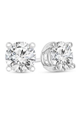 Diamaison 1/3 Ct. T.w. Certified Diamond Solitaire Stud Earrings In 14K White Gold (I/si2) -  0827255882614
