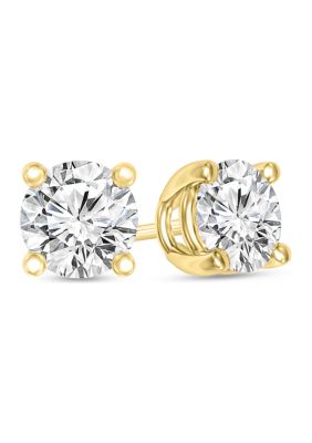Diamaison 1/3 Ct. T.w. Certified Diamond Solitaire Stud Earrings In 14K Gold (I/vs2)