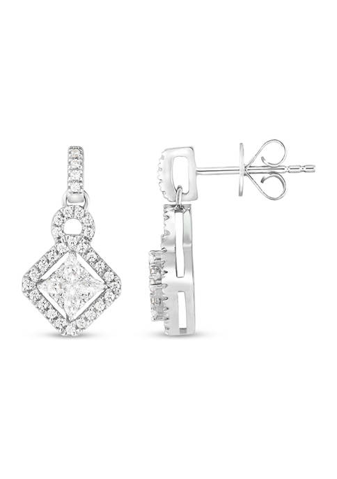 1/2 ct. t.w. Marquise/Round Diamond Dangle Earrings in 10K White Gold