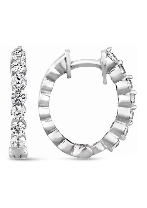 1/2 ct. t.w. Diamond Hoop Earrings in 14K White Gold
