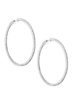 Diamaison 1.5 Ct. T.w. Round-Cut Diamond Inside Out Hoop Earrings In Sterling Silver