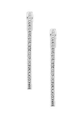 Diamaison 1/4 Ct. T.w. Diamond Inside-Out Hoop Earrings In 14K White Gold