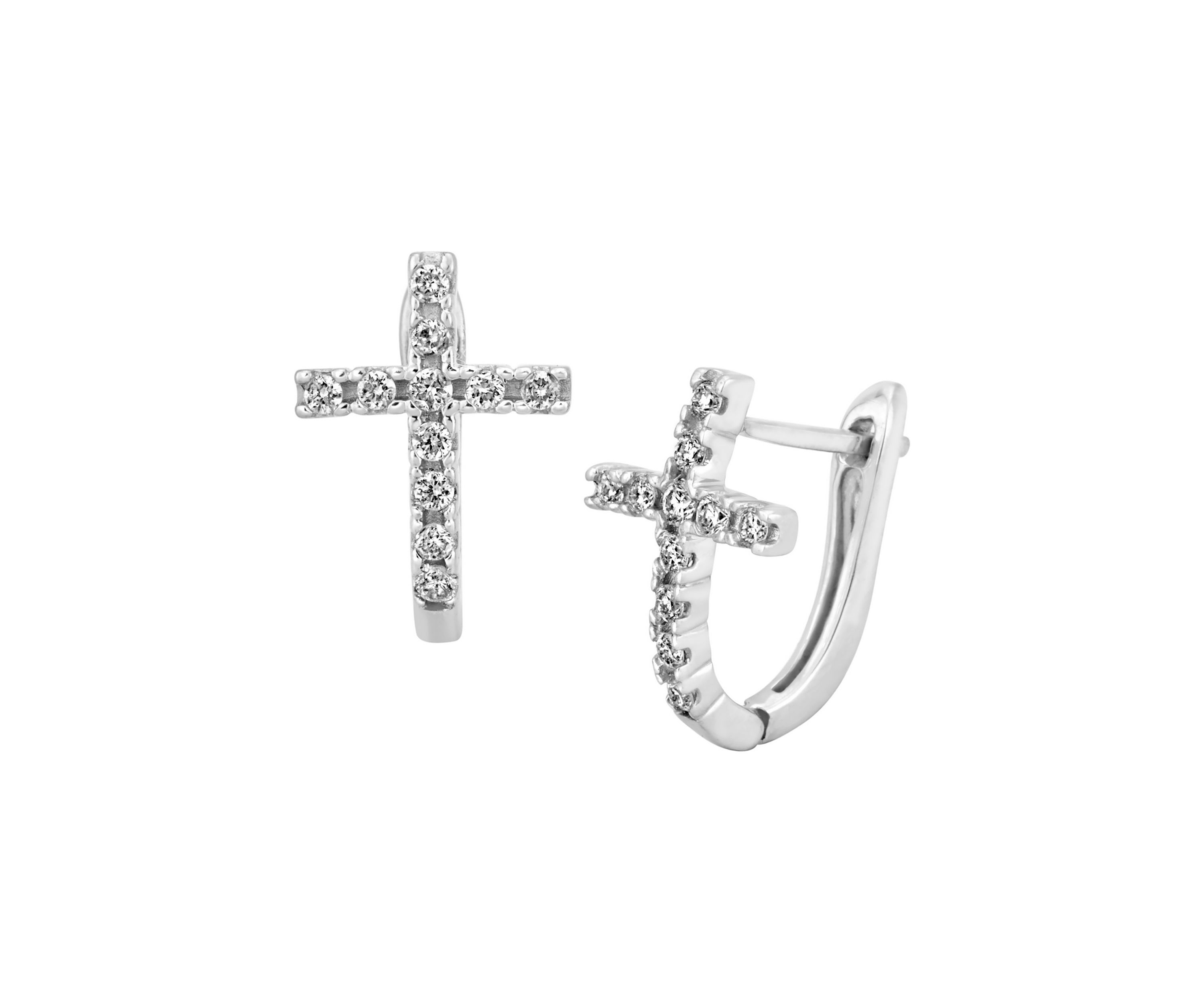 1/4 ct. t.w. Diamond Cross Hoop Earrings in Sterling Silver
