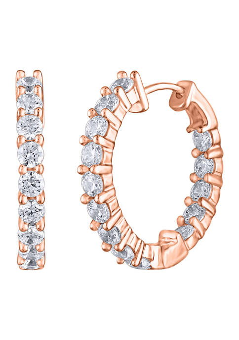 3 ct. t.w. Round-Cut Diamond Hoop Earrings in 14K Rose Gold