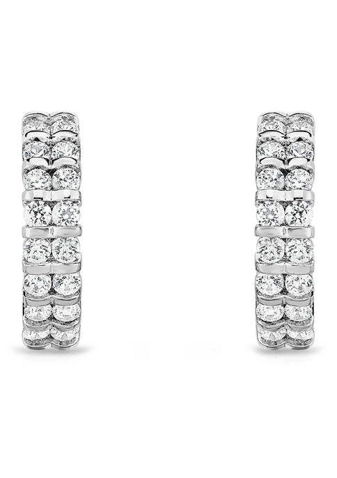 1.5 ct. t.w. Round-cut Diamond Hoop Earrings in 14K White Gold