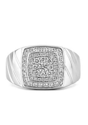 Diamaison Men's 5/8 C.T.T.W Diamond 14K Gents Ring, White, 10