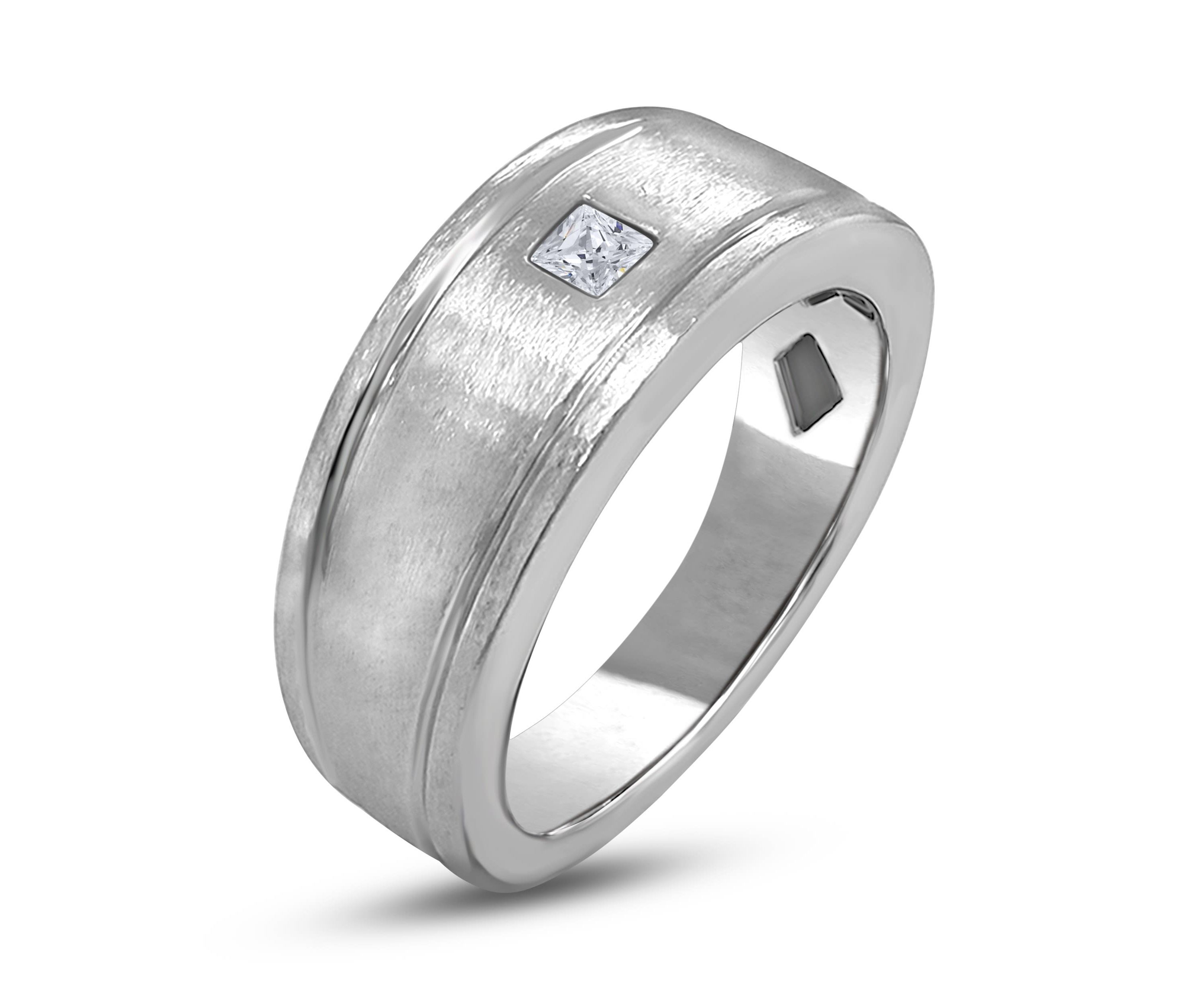 1/5CTW DIA 14K White Gold  Mens Ring