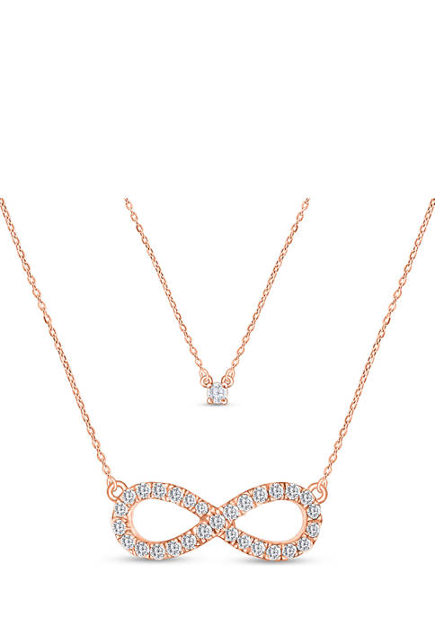 1/4 ct. t.w. Round Cut Diamond Layered Infinity Necklace in 10K Rose Gold