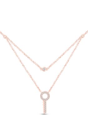 Diamour 1 5 Ct T W Diamond Key Double Strand Layered Necklace In 10k Rose Gold Belk