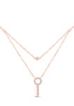 1/5 ct. t.w. Diamond Key Double Strand Layered Necklace in 10K Rose Gold