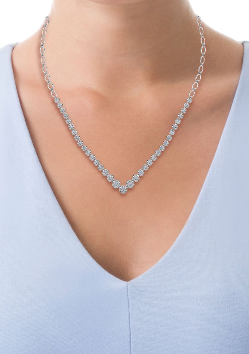 1 1/2 C.T.T.W Diamond 10K Tennis Necklace