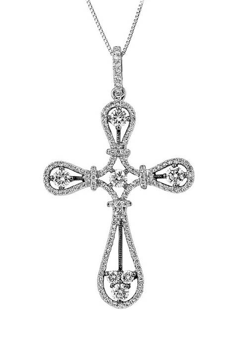 Diamaison 1 ct. t.w. Round-Cut Diamond Cross Necklace