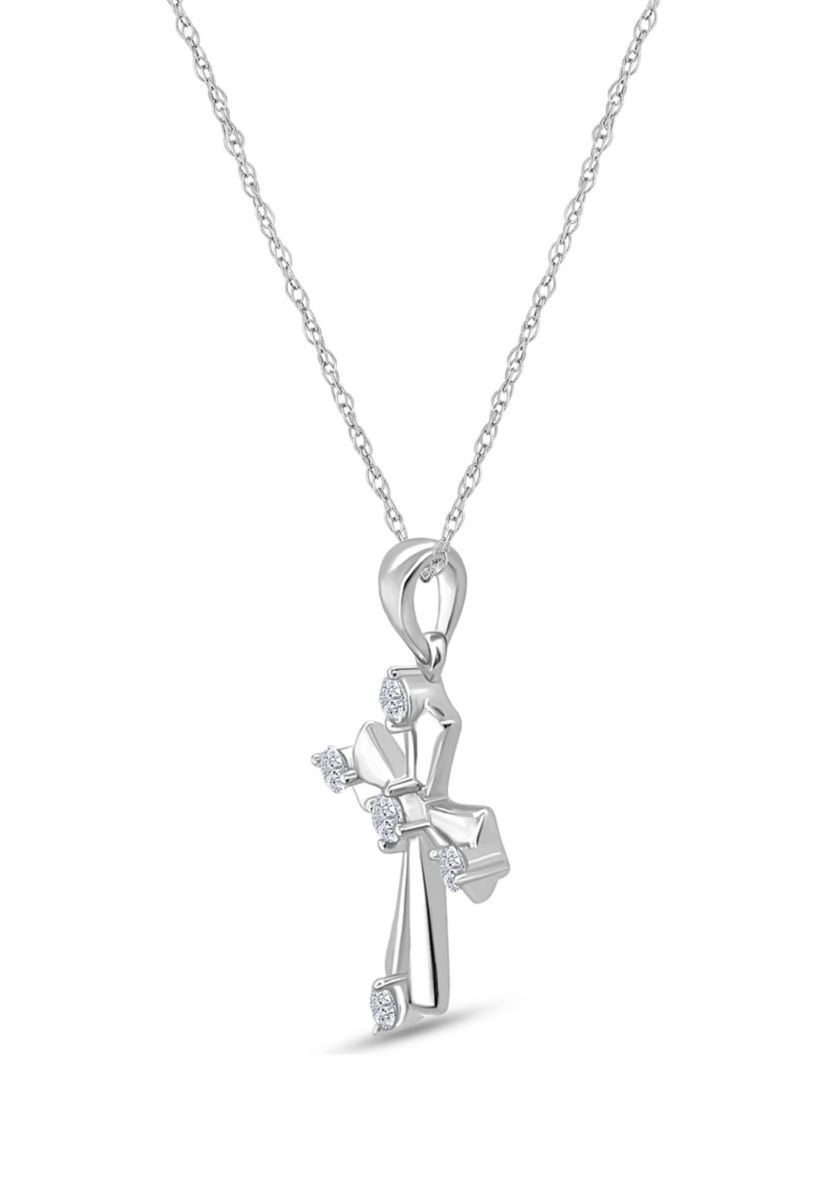 1/8 C.T.T.W Diamond 10K Cross Pendant