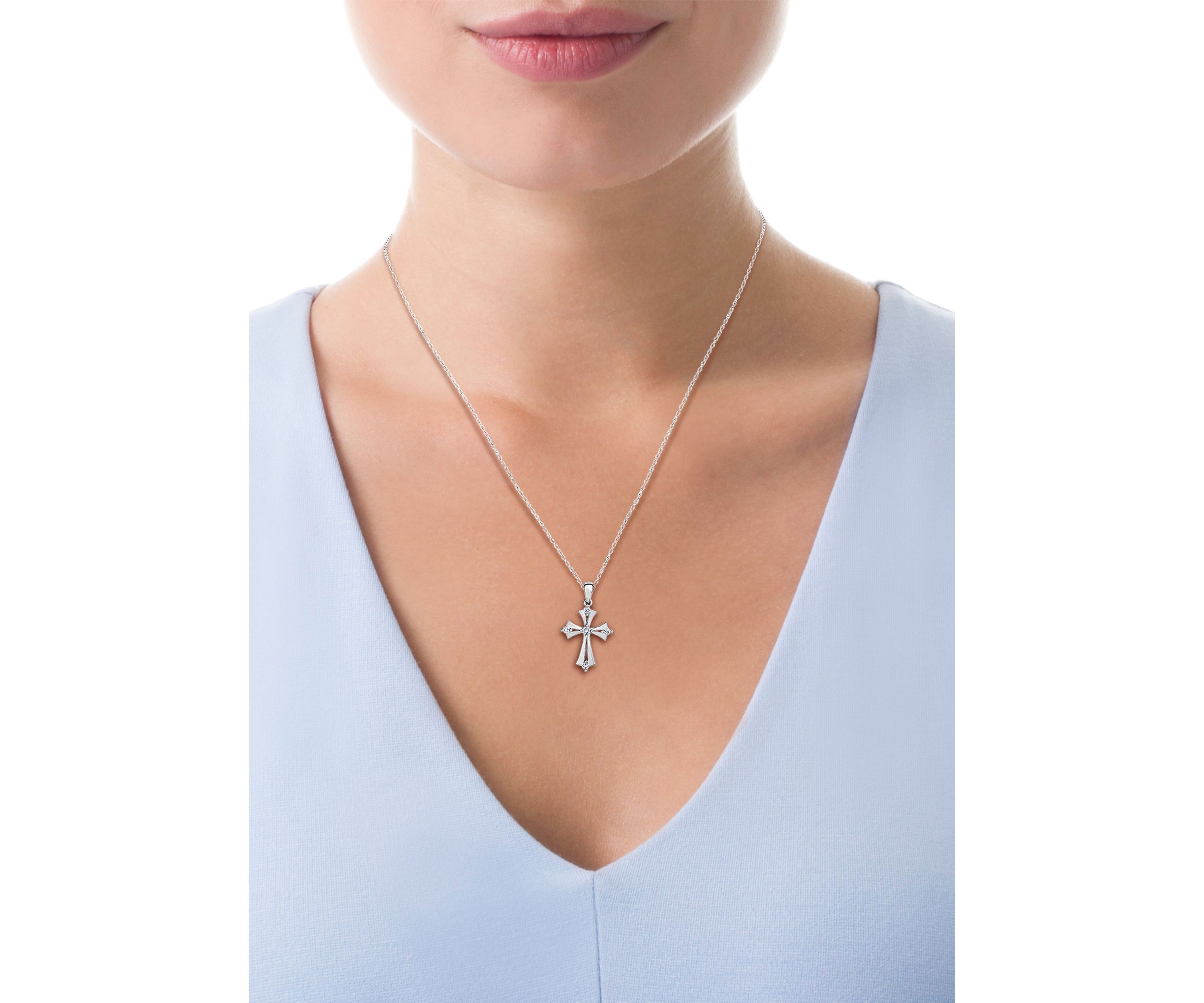 1/8 C.T.T.W Diamond 10K Cross Pendant