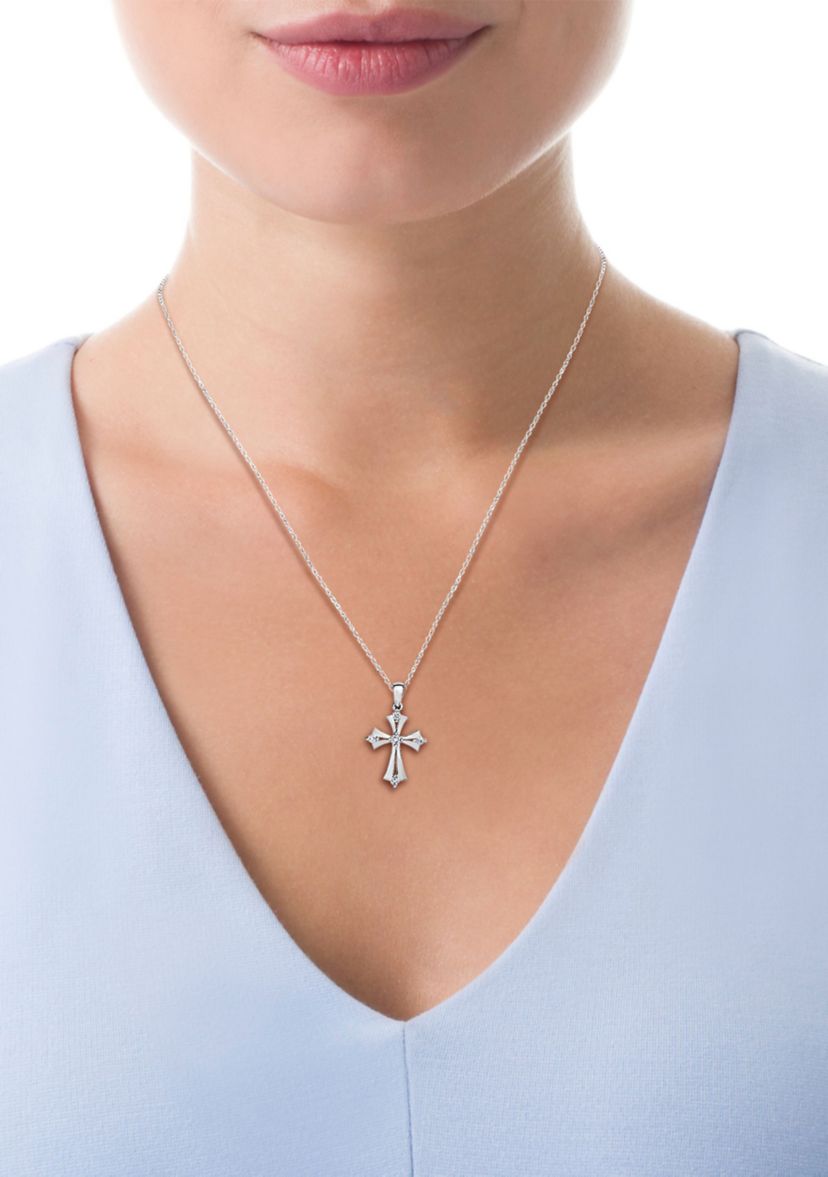 1/8 C.T.T.W Diamond 10K Cross Pendant