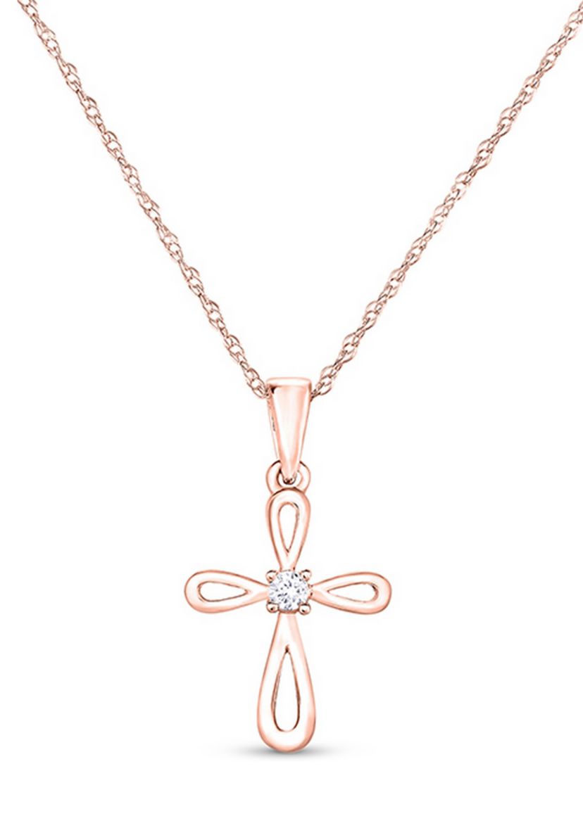1/10 ct. t.w. Diamond Accent Loop Cross Pendant in 10K Rose Gold