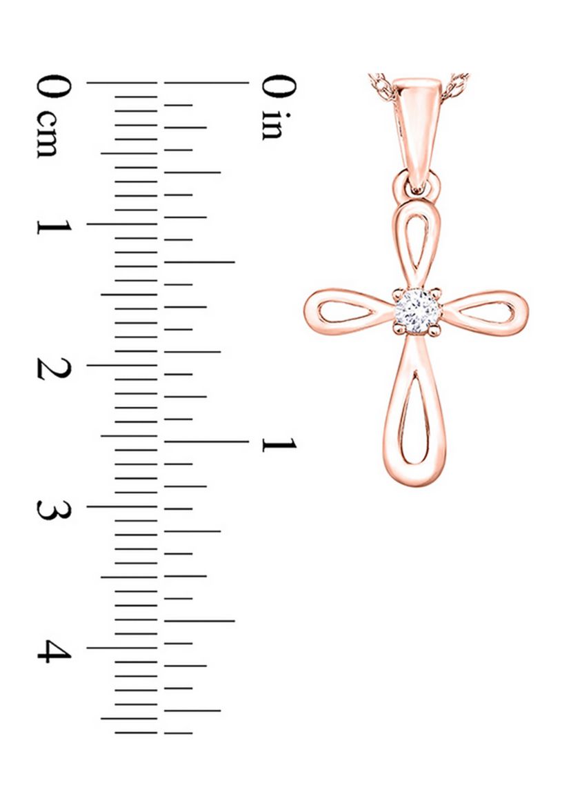 1/10 ct. t.w. Diamond Accent Loop Cross Pendant in 10K Rose Gold