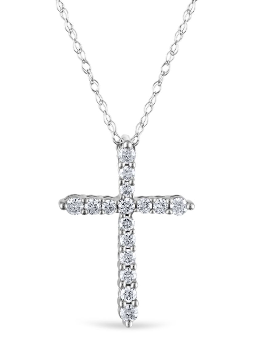 1/5 ct. t.w. Diamond Cross Pendant in 10K White Gold