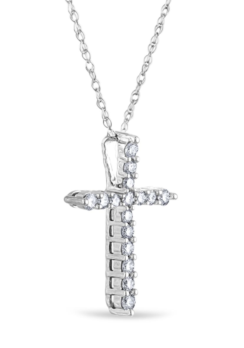1/5 ct. t.w. Diamond Cross Pendant in 10K White Gold