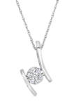 1/10 ct. t.w. Round-Cut Diamond Cluster Bypass Pendant in 10K White Gold