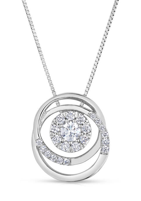 1/4 ct. t.w. Diamond Layered Swirl Circle Pendant in 10K White Gold